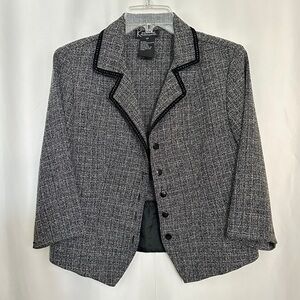 90s Vintage K Petite Collection Women's Black & Grey Short Blazer Jacket sz 12P